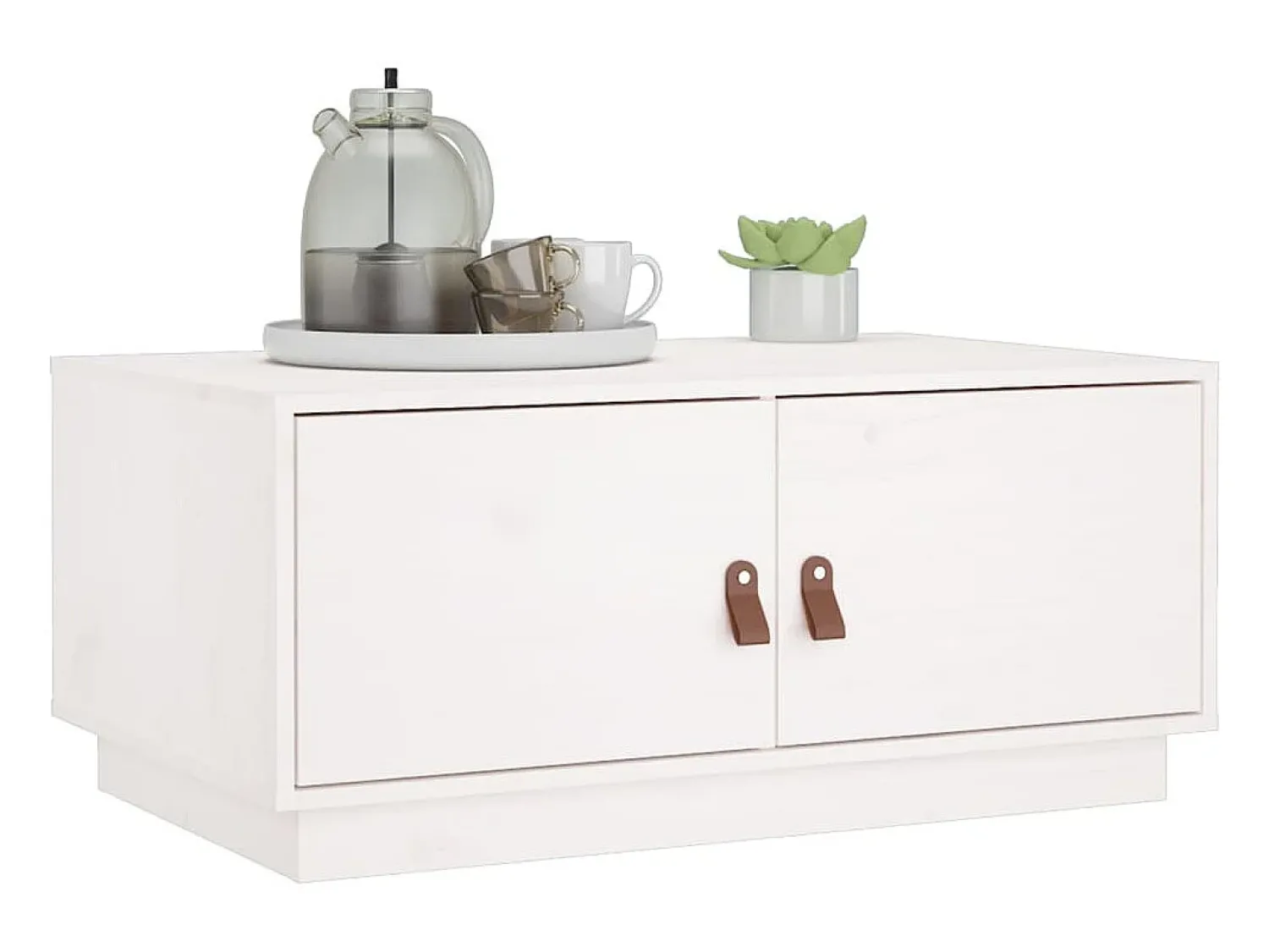 New vidaxl Mesa de centro 80x50x35 cm madeira de pinho maciça Branco