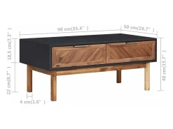 Best vidaxl Mesa de centro 90x50x40 cm madeira de acácia maciça e MDF Natural claro