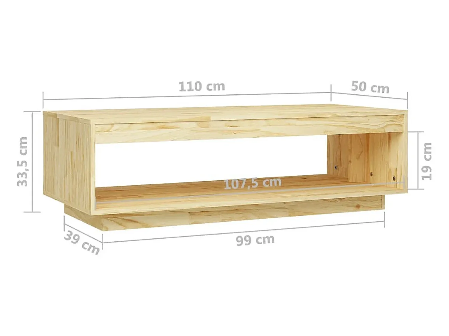 Mesa De Centro*vidaxl Mesa de centro 110x50x33,5 cm madeira de pinho maciça Natural claro