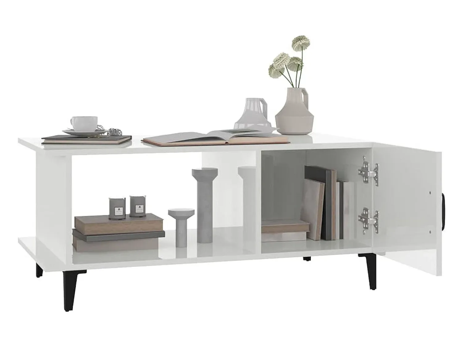 Mesa De Centro*vidaxl Mesa de centro 90x50x40 cm madeira processada brilhante Branco