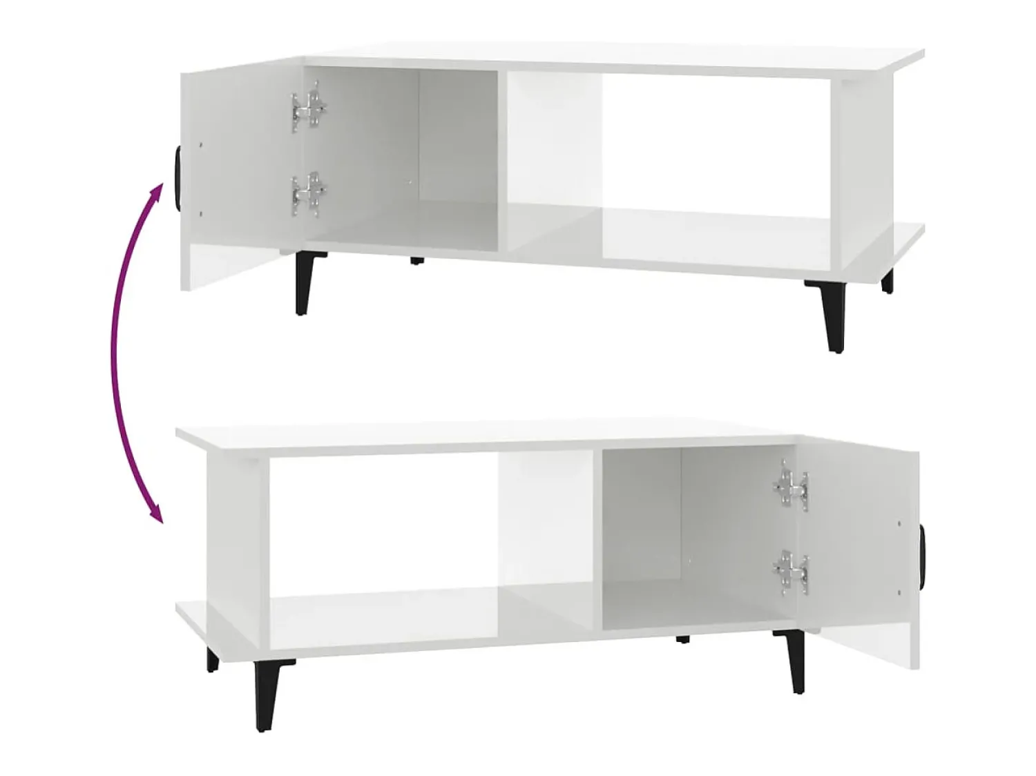 Mesa De Centro*vidaxl Mesa de centro 90x50x40 cm madeira processada brilhante Branco