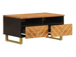 Mesa de centro 80x54x40 cm mangueira maciça e preto PT193811^ Mesa De Centro
