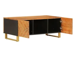 Mesa de centro 100x54x40 cm mangueira maciça e preto PT949746 Castanho