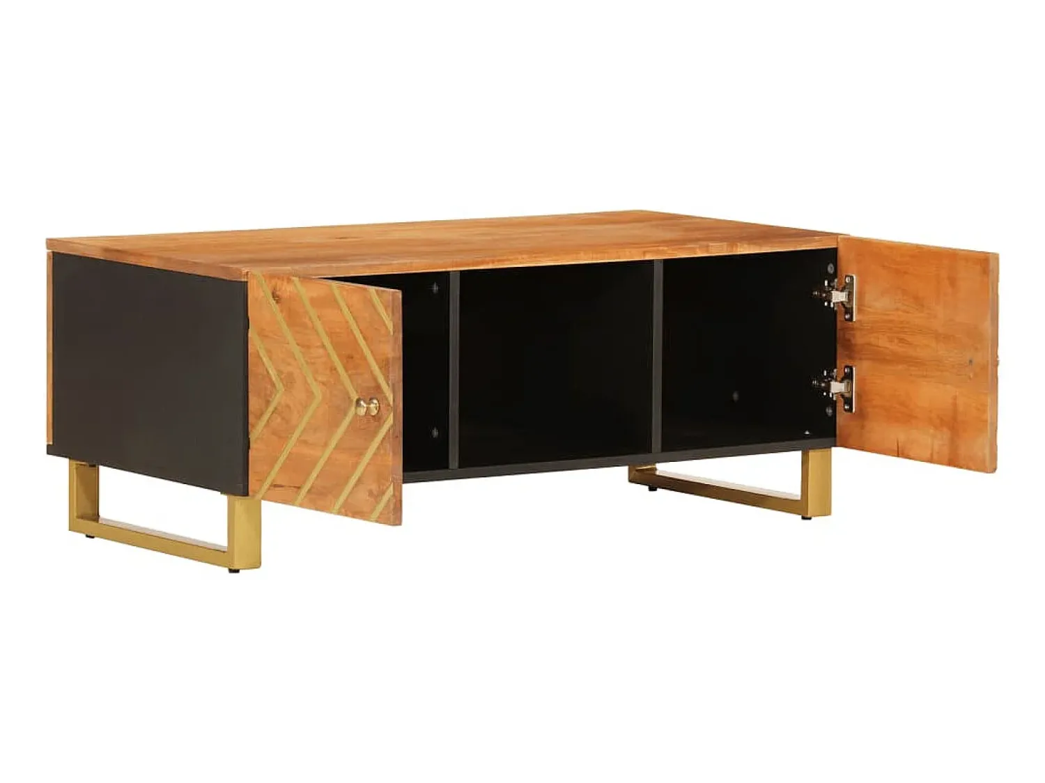 Mesa de centro 100x54x40 cm mangueira maciça e preto PT949746 Castanho