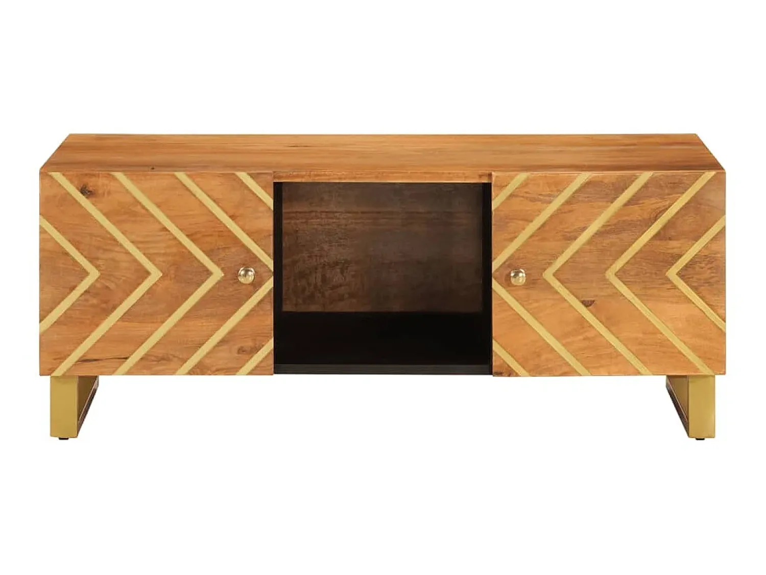 Mesa de centro 100x54x40 cm mangueira maciça e preto PT949746 Castanho