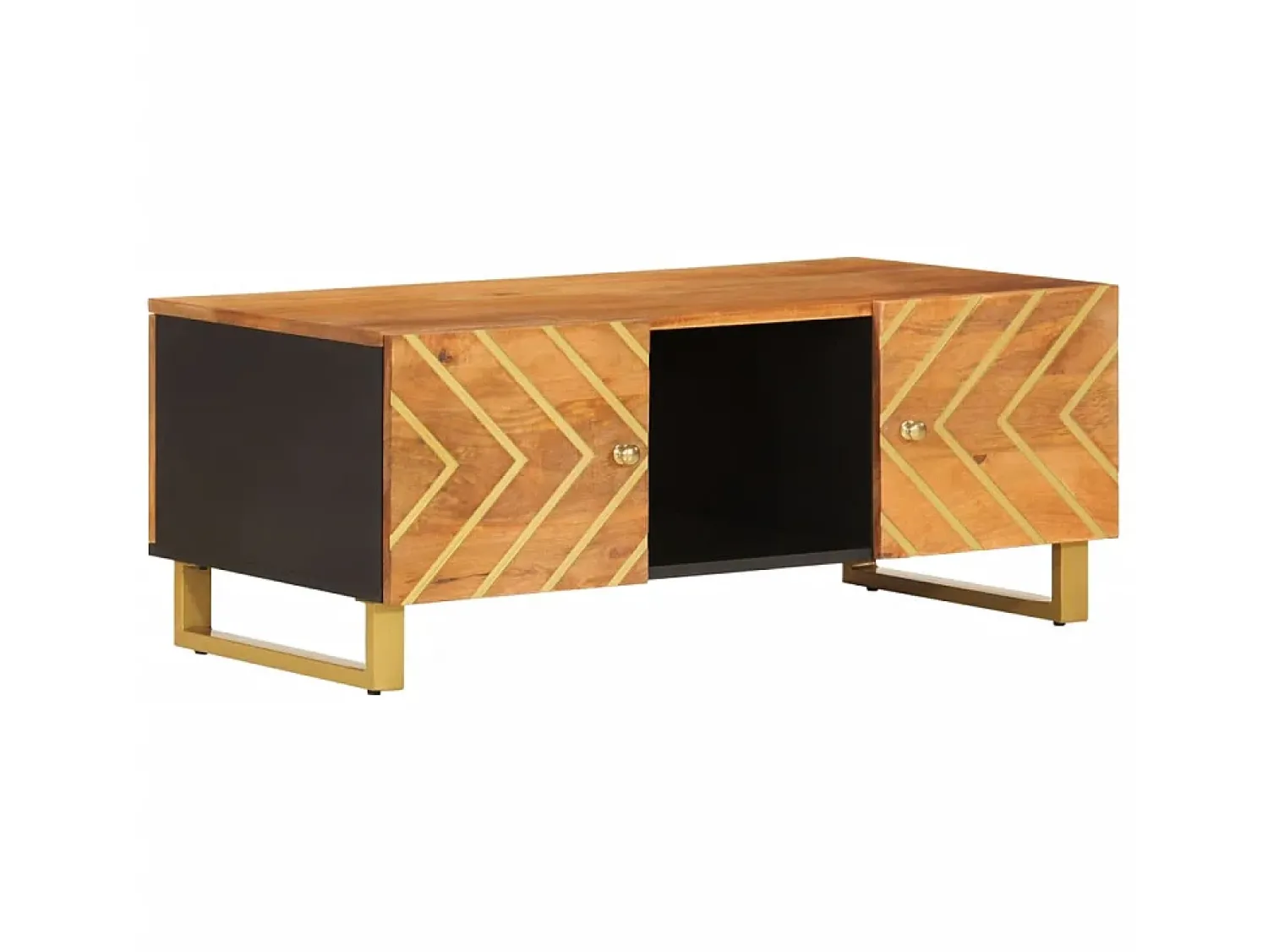 Mesa de centro 100x54x40 cm mangueira maciça e preto PT949746 Castanho