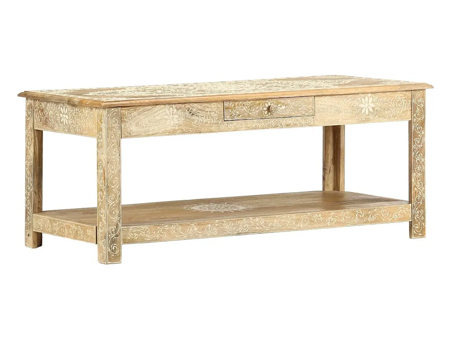 vidaxl Mesa de centro 110x50x45 cm mangueira maciça pintada à mão^ Mesa De Centro