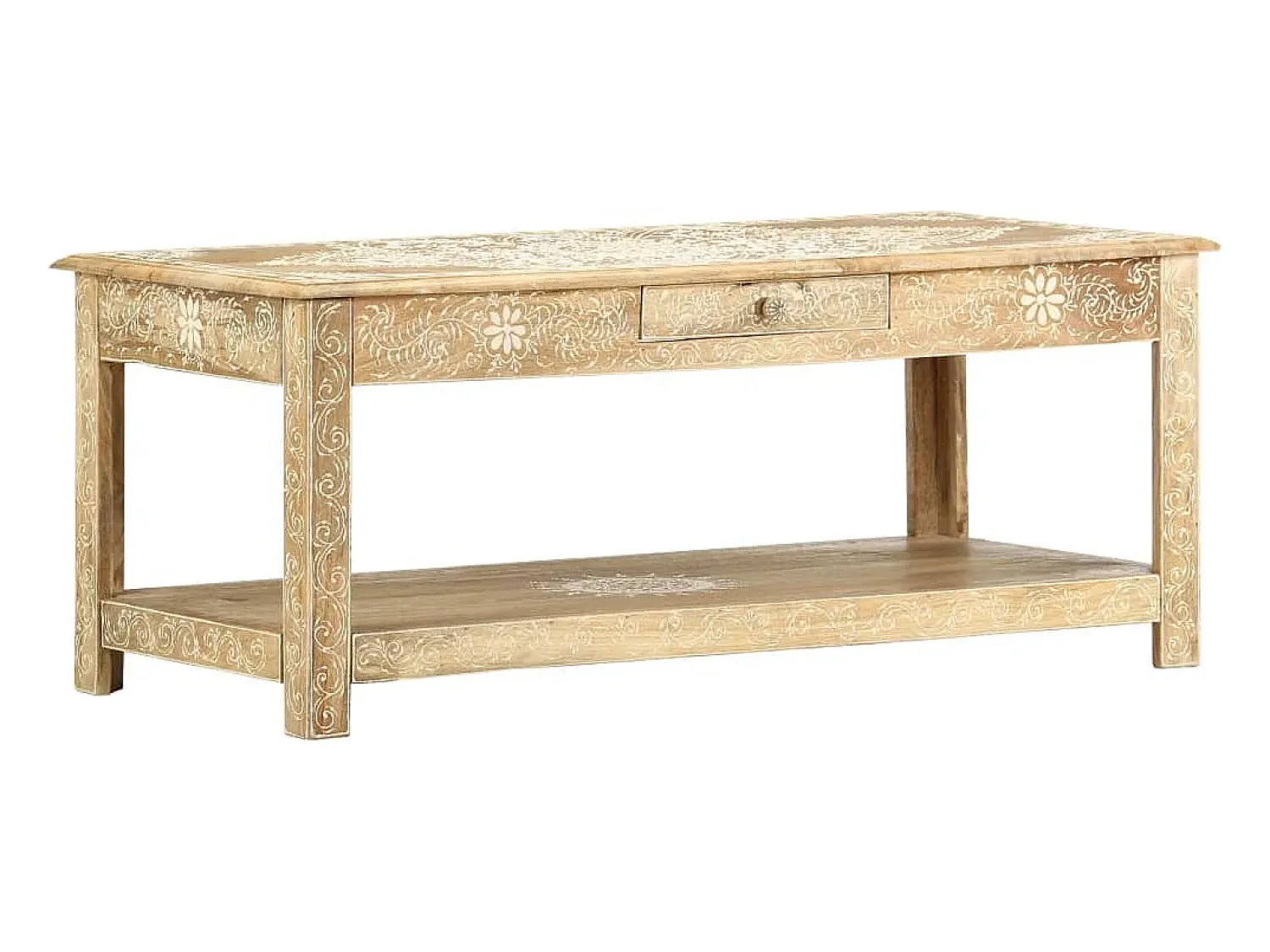 vidaxl Mesa de centro 110x50x45 cm mangueira maciça pintada à mão^ Mesa De Centro