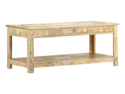 vidaxl Mesa de centro 110x50x45 cm mangueira maciça pintada à mão^ Mesa De Centro
