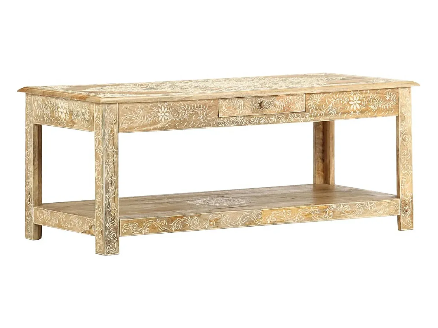 vidaxl Mesa de centro 110x50x45 cm mangueira maciça pintada à mão^ Mesa De Centro