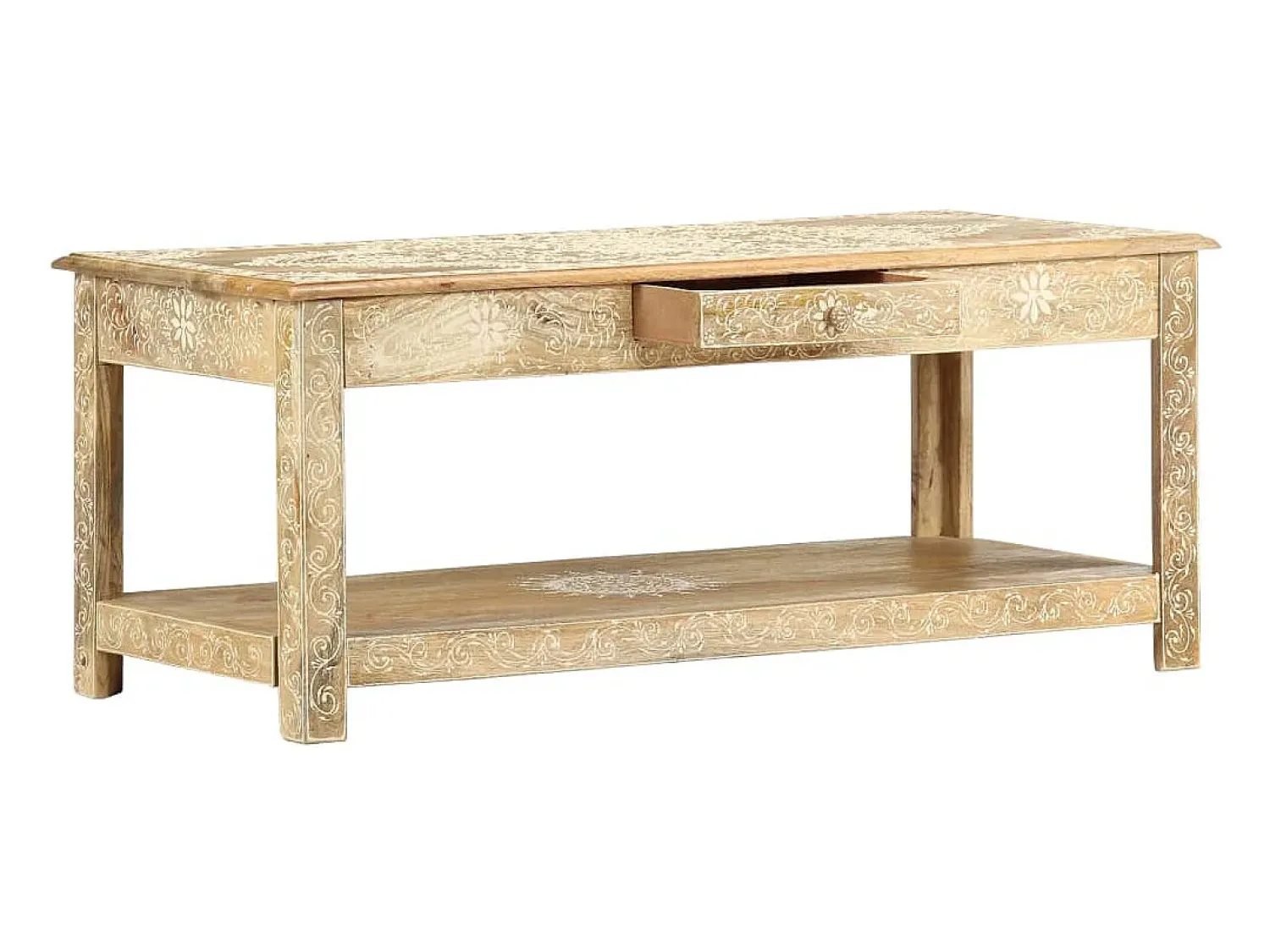 vidaxl Mesa de centro 110x50x45 cm mangueira maciça pintada à mão^ Mesa De Centro