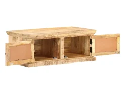 vidaxl Mesa de centro 90x50x35 cm mangueira maciça e palhinha natural^ Mesa De Centro