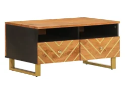 Mesa De Centro*vidaxl Mesa de centro 80x54x40 cm mangueira maciça castanho e preto Natural claro