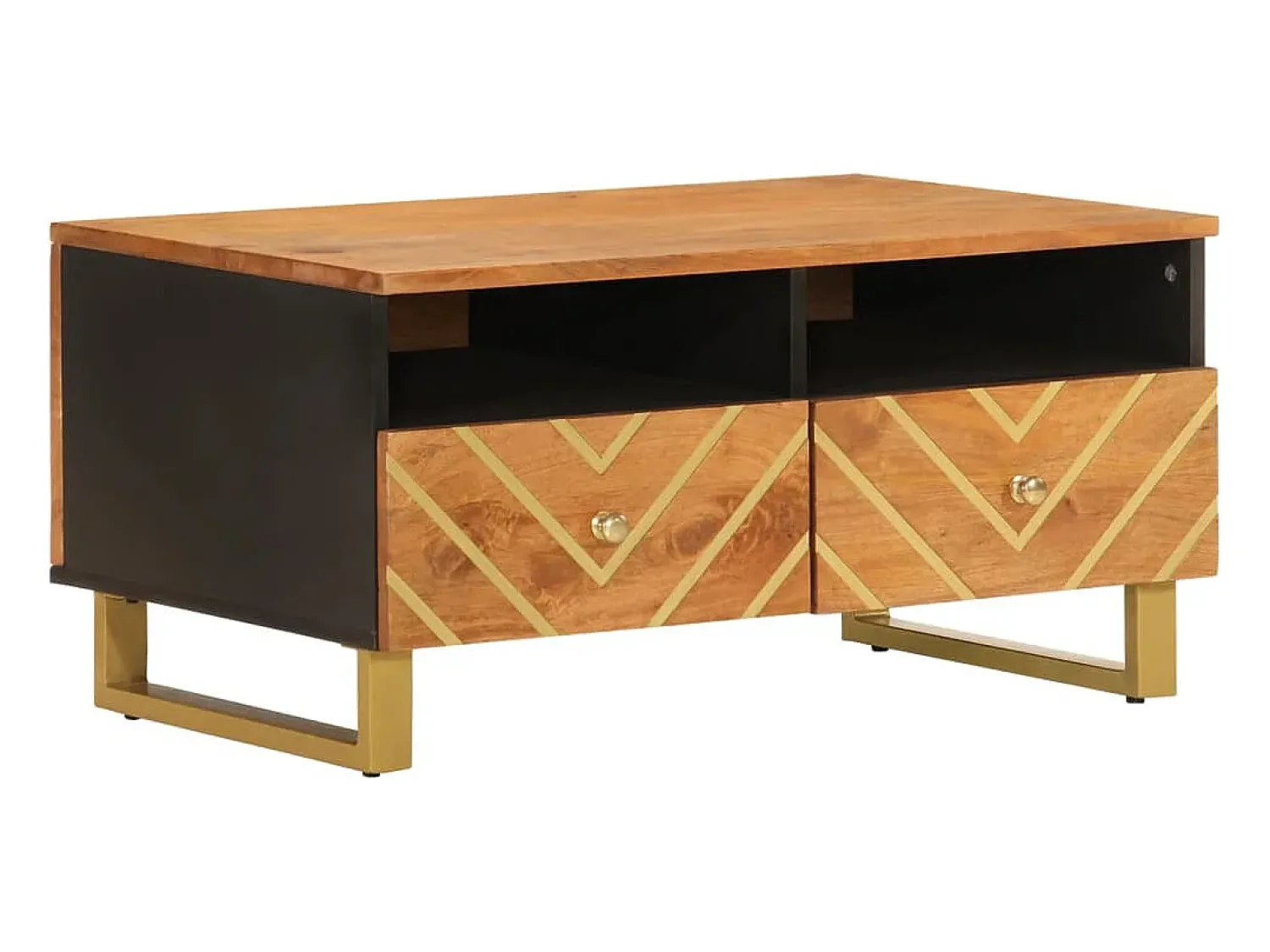 Mesa De Centro*vidaxl Mesa de centro 80x54x40 cm mangueira maciça castanho e preto Natural claro