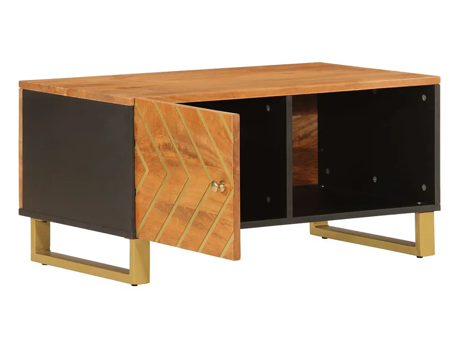 Mesa de centro 80x50x40 cm mangueira maciça e preto PT493851 Castanho