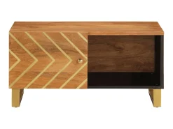 Mesa de centro 80x50x40 cm mangueira maciça e preto PT493851 Castanho
