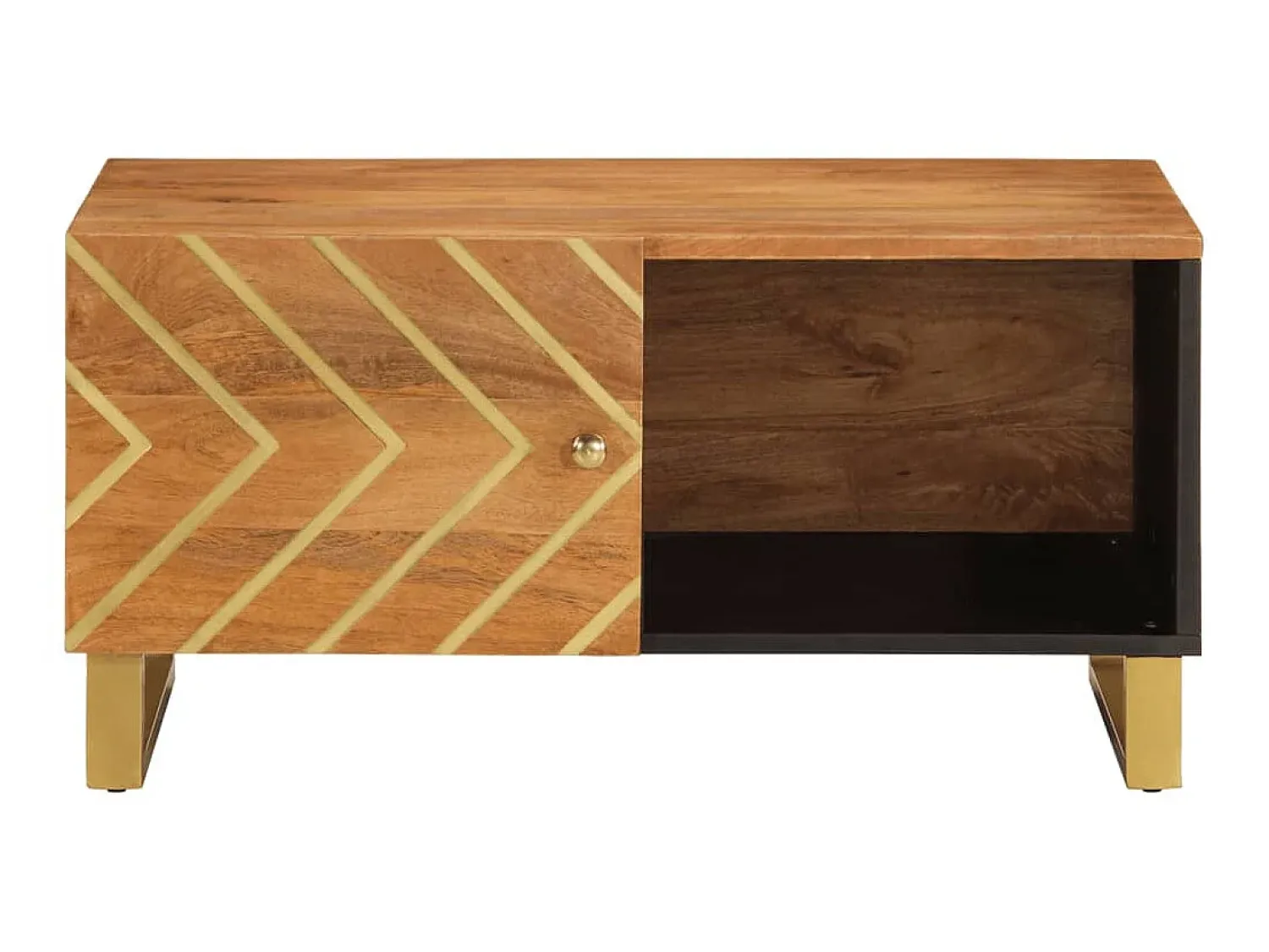 Mesa de centro 80x50x40 cm mangueira maciça e preto PT493851 Castanho