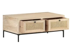 Mesa De Centro| Mesa de centro 90x50x37 cm mangueira maciça e palhinha natural PT801477 Castanho