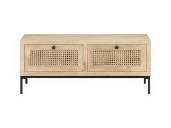 Mesa De Centro| Mesa de centro 90x50x37 cm mangueira maciça e palhinha natural PT801477 Castanho