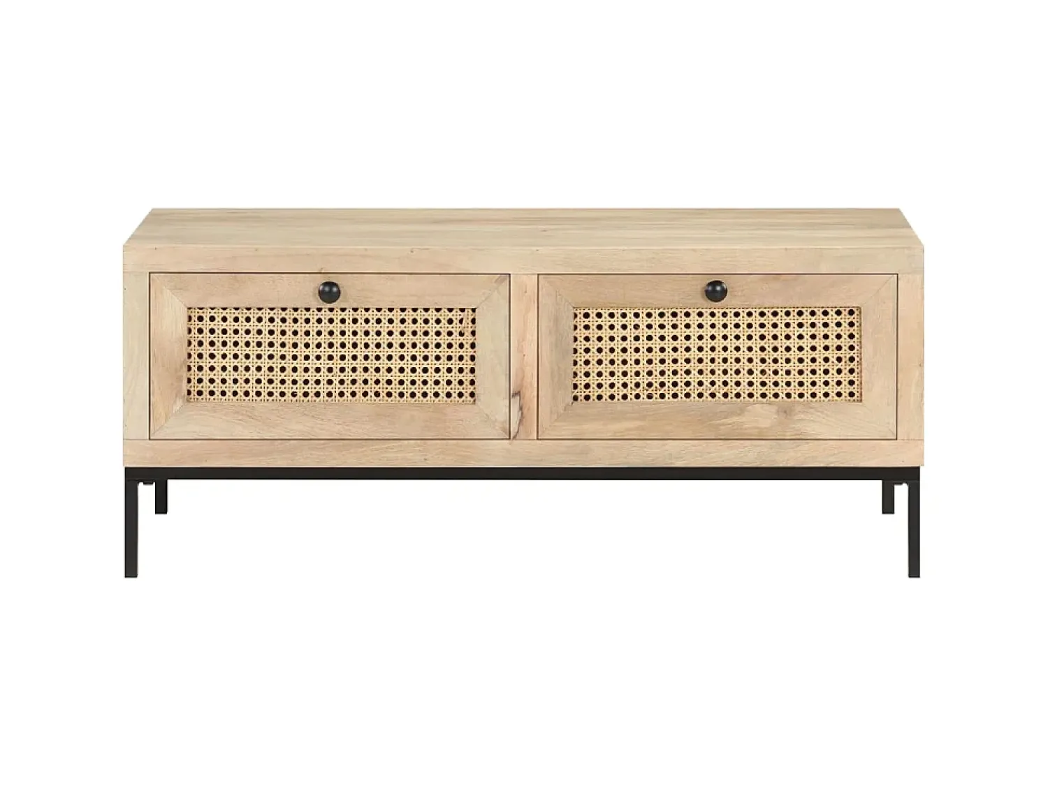 Mesa De Centro| Mesa de centro 90x50x37 cm mangueira maciça e palhinha natural PT801477 Castanho
