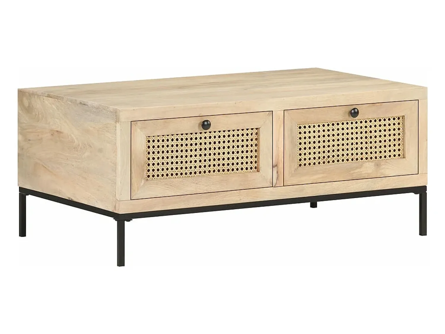 Mesa De Centro*vidaxl Mesa de centro 90x50x37 cm mangueira maciça e palhinha natural Natural claro