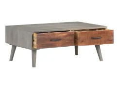 Outlet Mesa de centro 100x60x40 cm mangueira maciça áspera PT223652 Cinzento