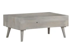 Outlet Mesa de centro 100x60x40 cm mangueira maciça áspera PT223652 Cinzento