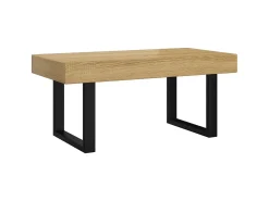 Mesa De Centro* Mesa de centro 90x45x40 cm MDF e ferro -claro e preto PT960972 Castanho