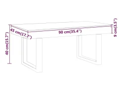 vidaxl Mesa de centro 90x45x40 cm MDF e ferro castanho-escuro e preto^ Mesa De Centro