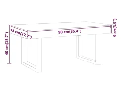 vidaxl Mesa de centro 90x45x40 cm MDF e ferro e preto^ Mesa De Centro