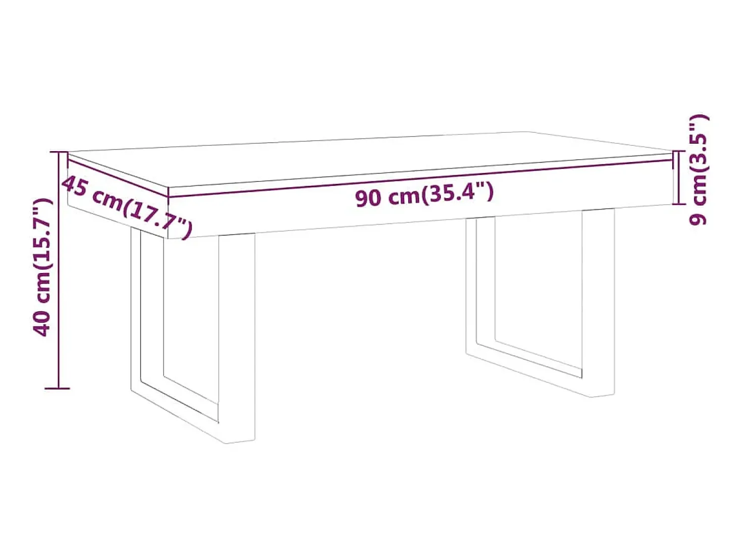vidaxl Mesa de centro 90x45x40 cm MDF e ferro e preto^ Mesa De Centro