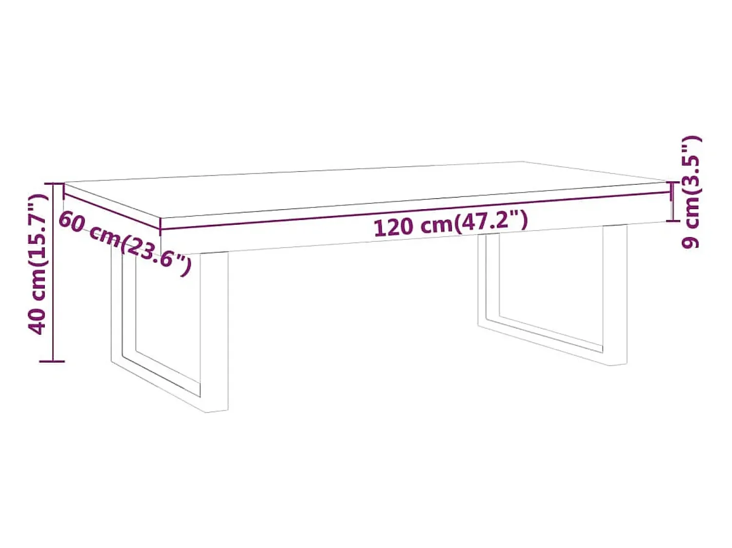Mesa De Centro*vidaxl Mesa de centro 120x60x40 cm MDF e ferro -escuro e preto Castanho