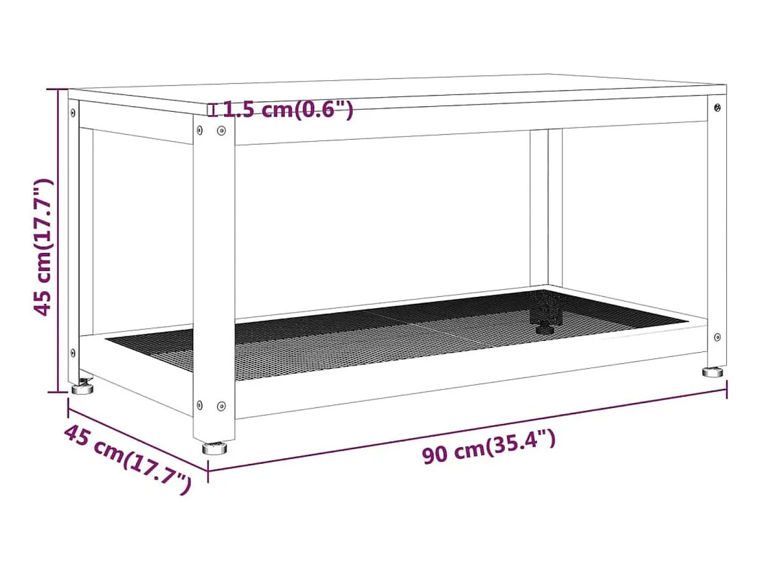 vidaxl Mesa de centro 90x45x45 cm MDF e ferro e preto^ Mesa De Centro