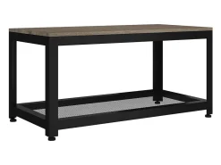 vidaxl Mesa de centro 90x45x45 cm MDF e ferro e preto^ Mesa De Centro