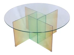 Mesa De Centro| Mesa de centro 90x42x90 cm Multicolor modig m75-90 Transparente / Multicor