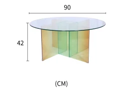 Mesa De Centro| Mesa de centro 90x42x90 cm Multicolor modig m75-90 Transparente / Multicor