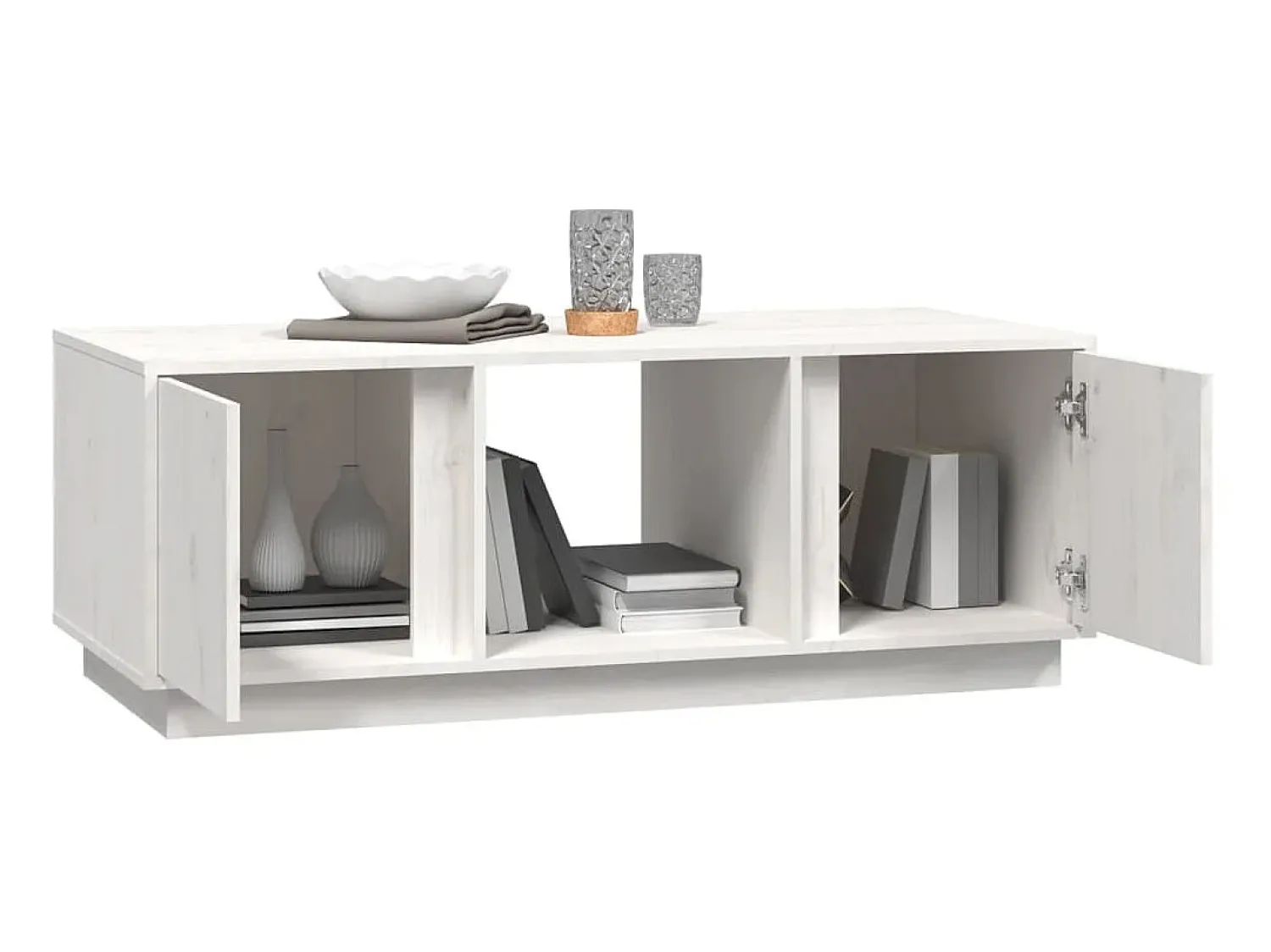 Mesa de centro 110x50x40 cm pinho maciço PT594917 Branco