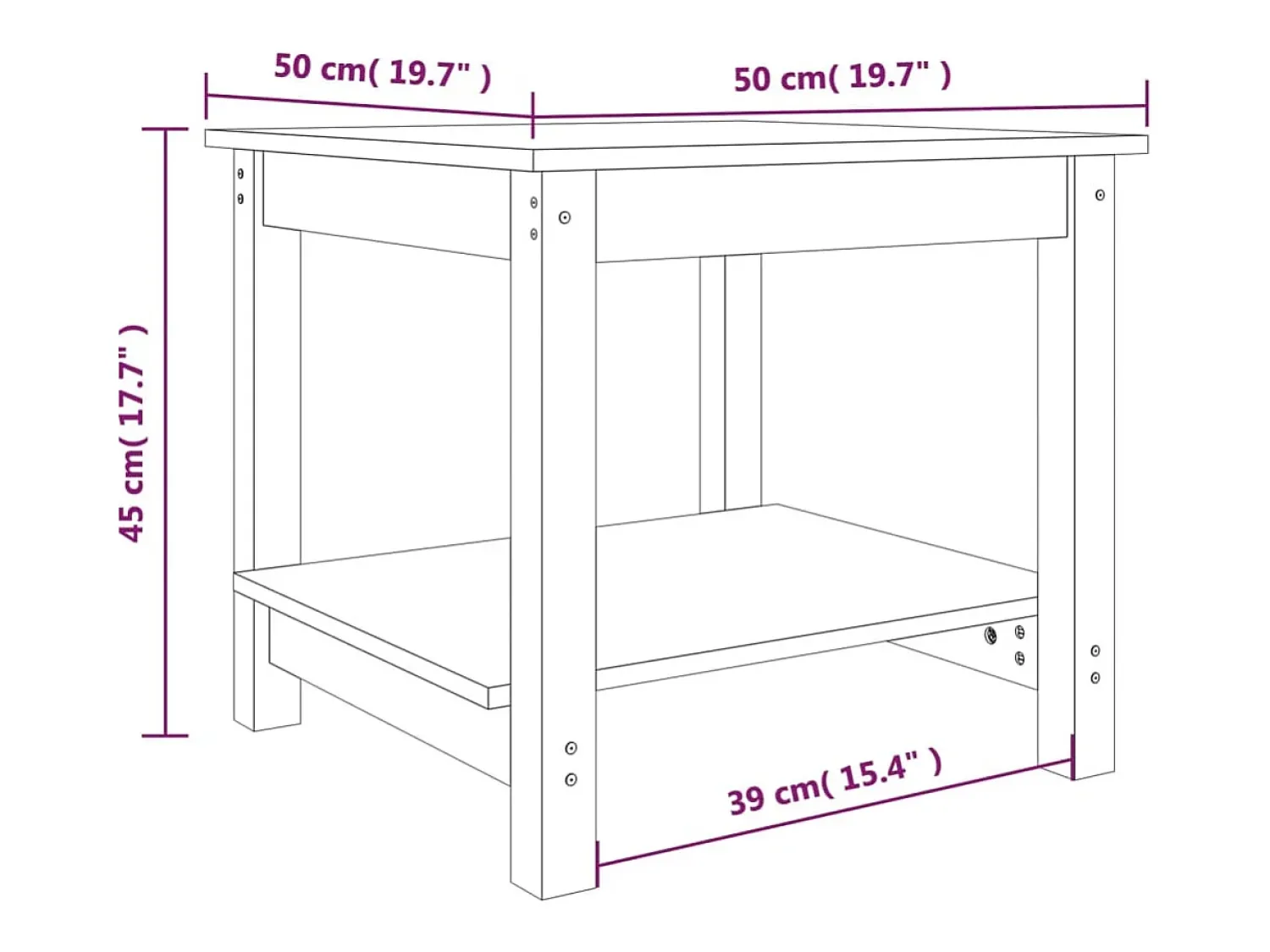 vidaxl Mesa de centro 50x50x45 cm pinho maciço^ Mesa De Centro