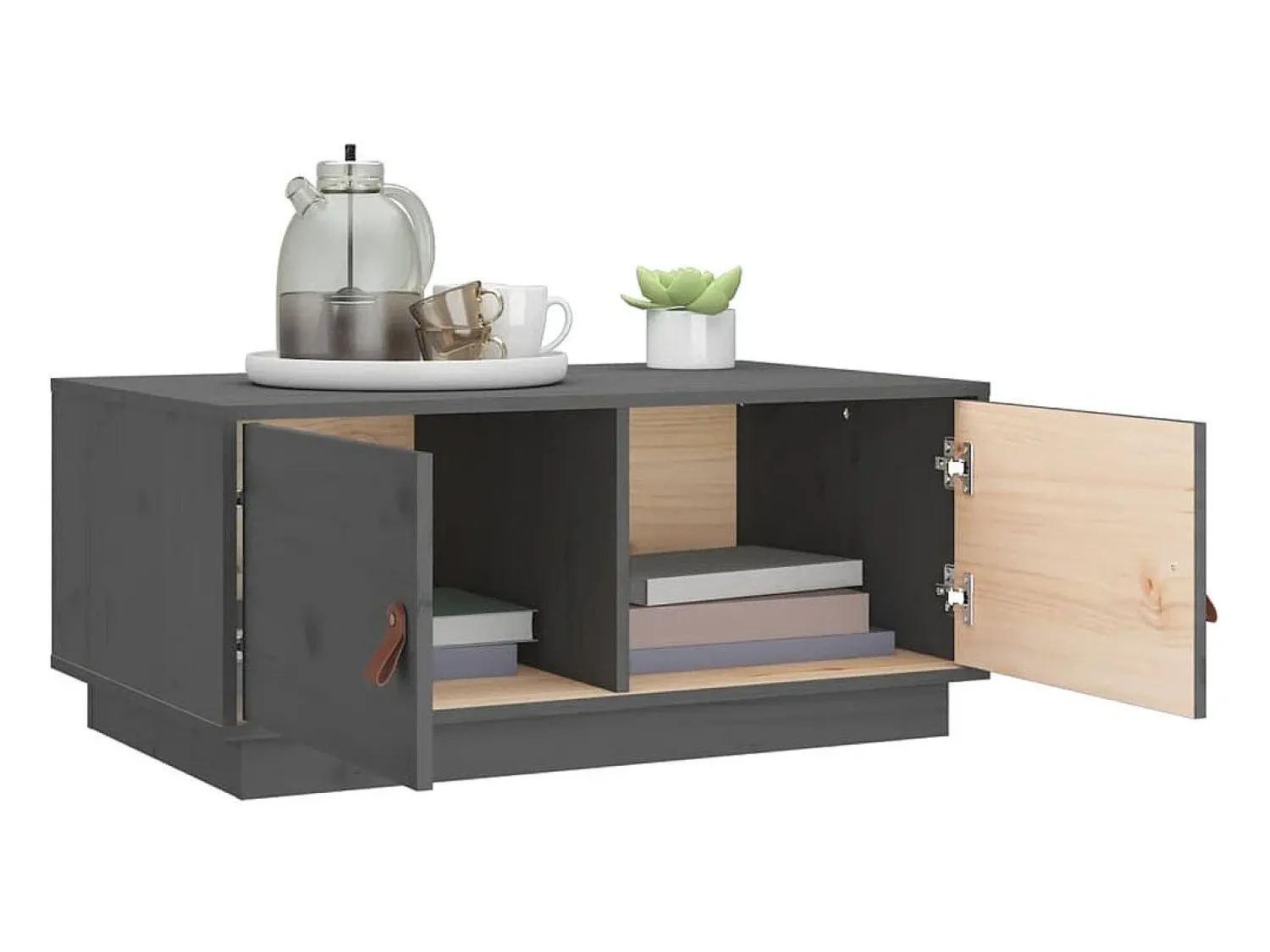 Mesa De Centro* Mesa de centro 80x50x35 cm pinho maciço cinza PT110050 Cinzento