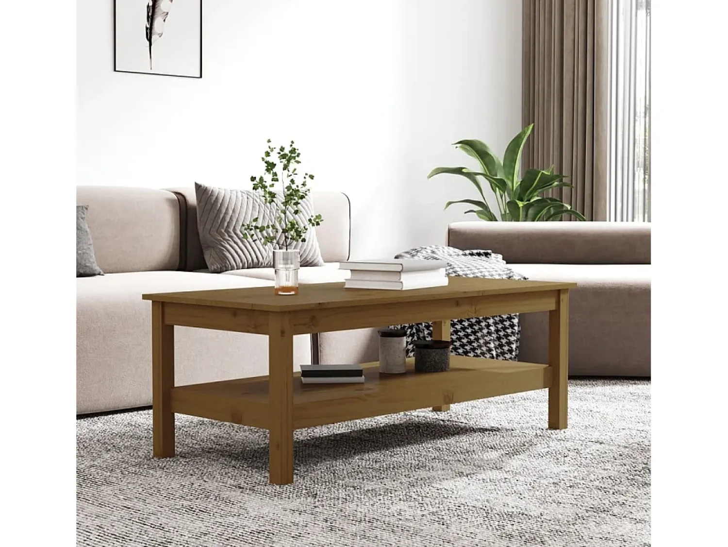 Mesa De Centro| Mesa de centro 110x50x40 cm pinho maciço mel PT668559 Castanho