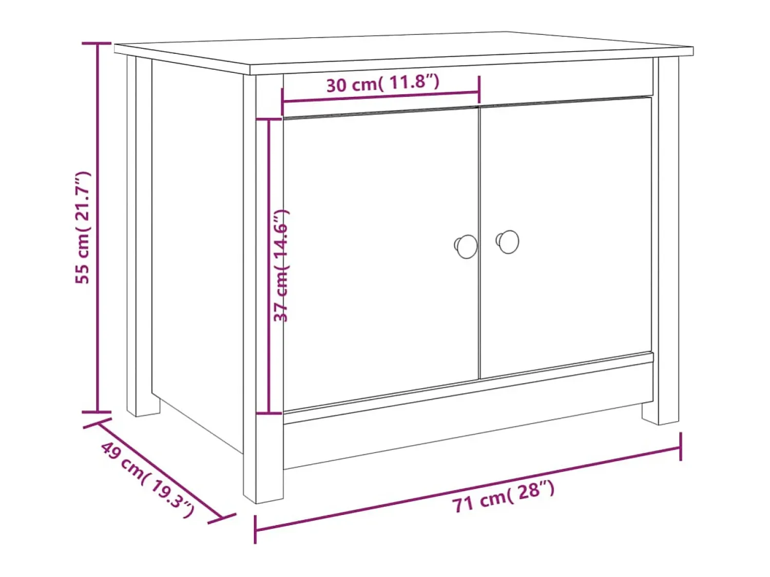 vidaxl Mesa de centro 71x49x55 cm pinho maciço^ Mesa De Centro