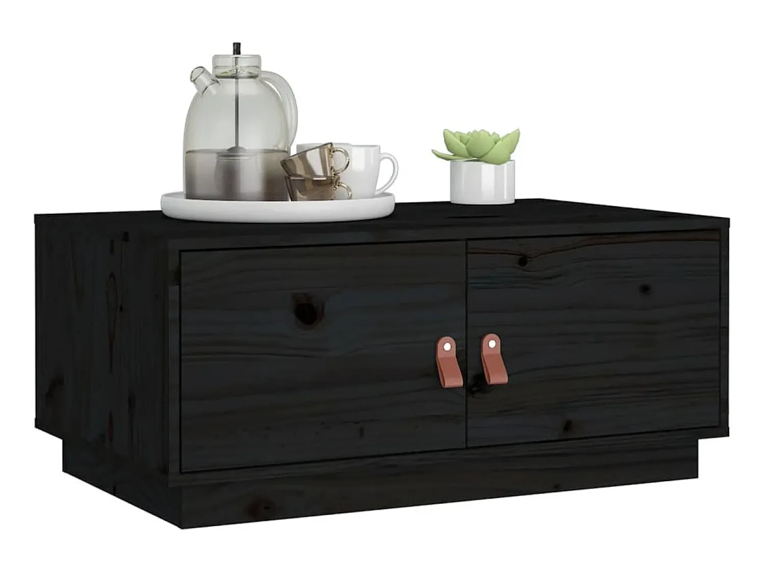 Mesa De Centro* Mesa de centro 80x50x35 cm pinho maciço PT814206 Preto