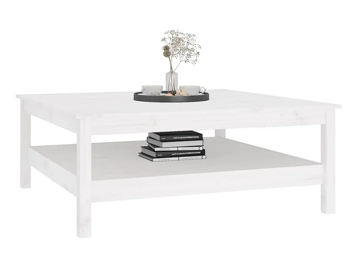 Outlet Mesa de centro 100x100x40 cm pinho maciço PT464783 Branco