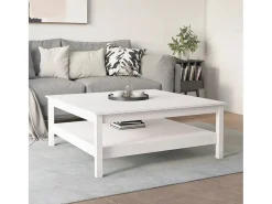 Outlet Mesa de centro 100x100x40 cm pinho maciço PT464783 Branco