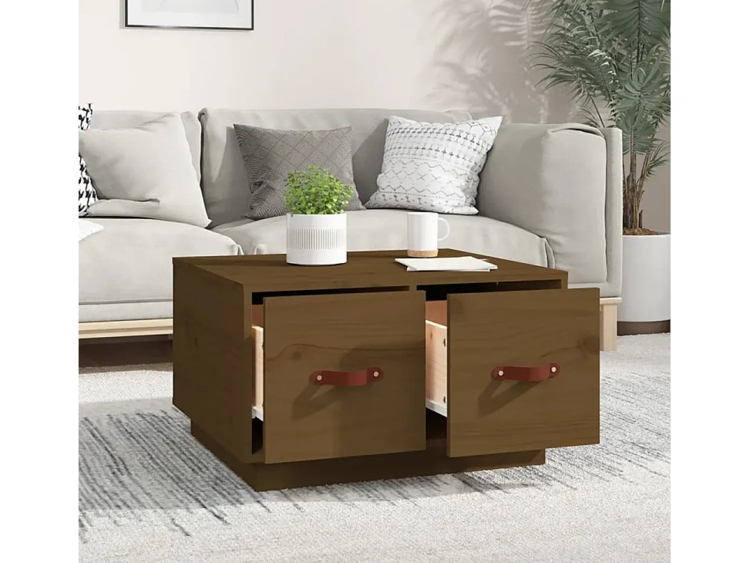 Mesa De Centro| Mesa de centro 60x53x35 cm pinho maciço mel PT554171 Castanho