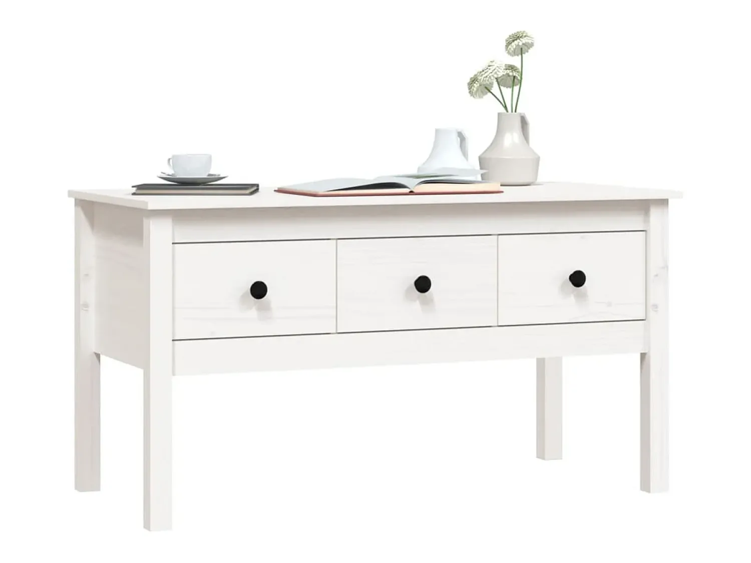 Clearance vidaxl Mesa de centro 102x49x55 cm pinho maciço Branco