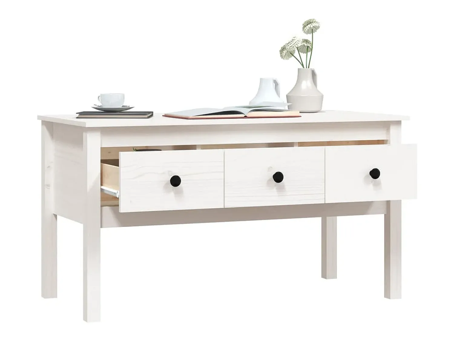 Clearance vidaxl Mesa de centro 102x49x55 cm pinho maciço Branco