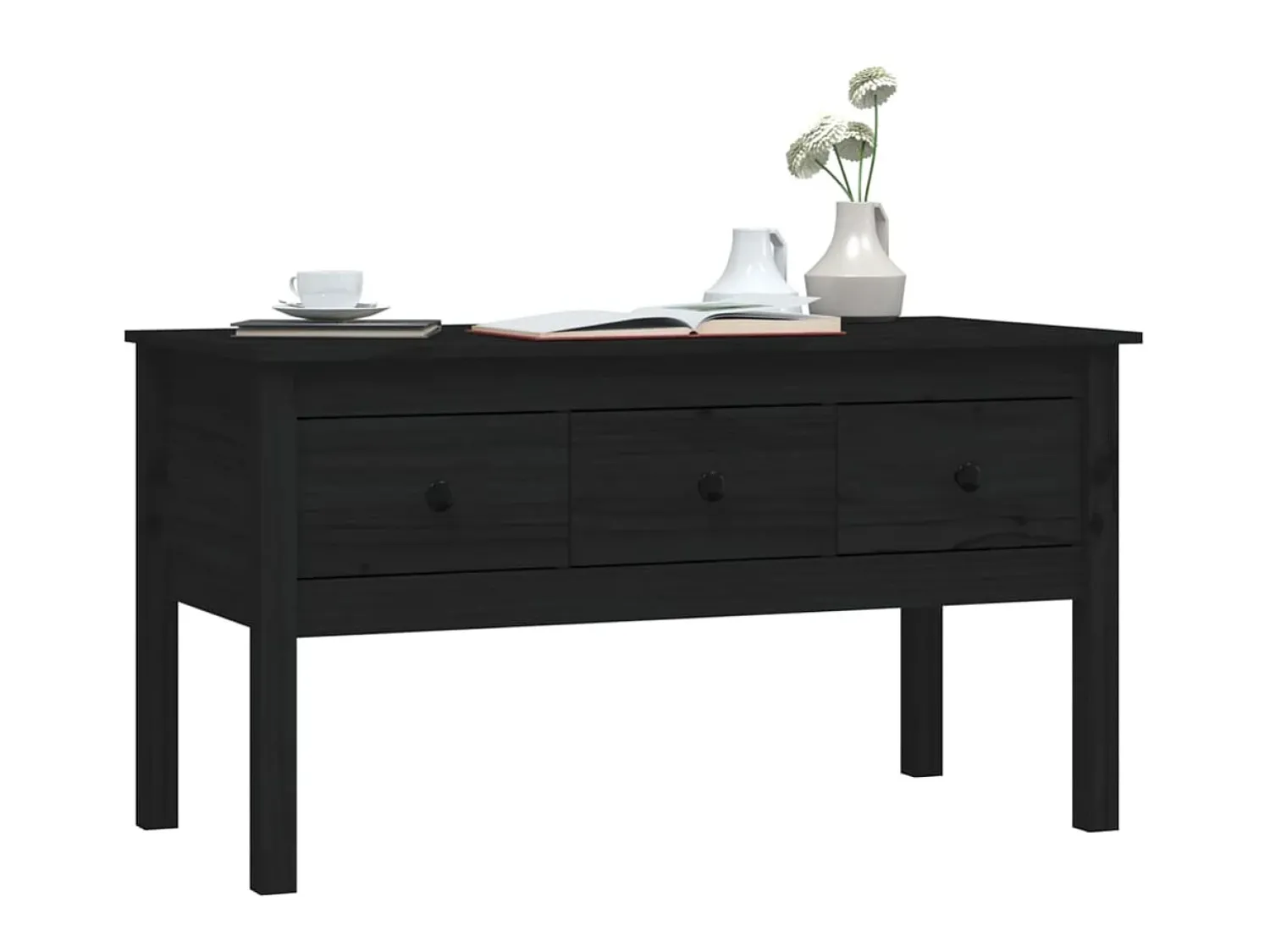 Mesa De Centro* Mesa de centro 102x49x55 cm pinho maciço PT325767 Preto