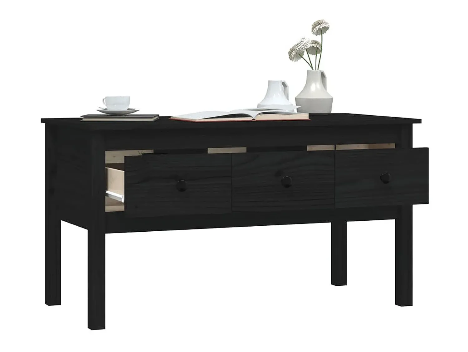 Mesa De Centro* Mesa de centro 102x49x55 cm pinho maciço PT325767 Preto