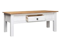 Sale Mesa de centro 100x60x45 cm pinho maciço Panama PT958066 Branco